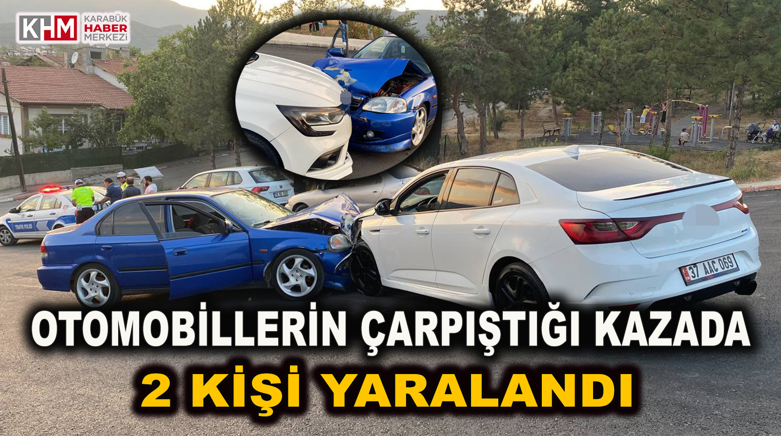 Otomobillerin Çarpıştığı Kazada 2 Kişi Yaralandı