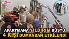 Yıldırım Düşen Apartmanda Yangın Çıktı. Dumandan 4 Kişi Etkilendi