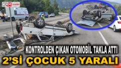 OTOMOBİL KONTROLDEN ÇIKTI:5 YARALI