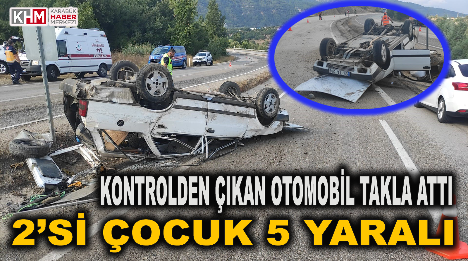 OTOMOBİL KONTROLDEN ÇIKTI:5 YARALI