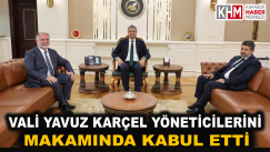 Vali Mustafa Yavuz, KARÇEL Genel Müdürü ve Yardımcısını Makamında Kabul Etti.