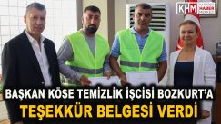 Elif Köse, Temizlik İşçisi Kudret Bozkurt’a Teşekkür Belgesi Verdi