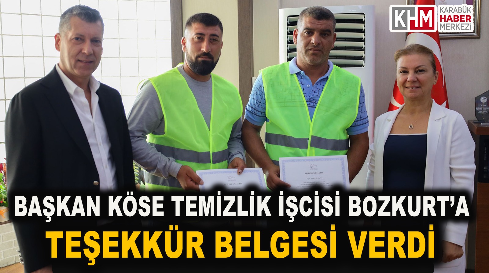 Elif Köse, Temizlik İşçisi Kudret Bozkurt’a Teşekkür Belgesi Verdi