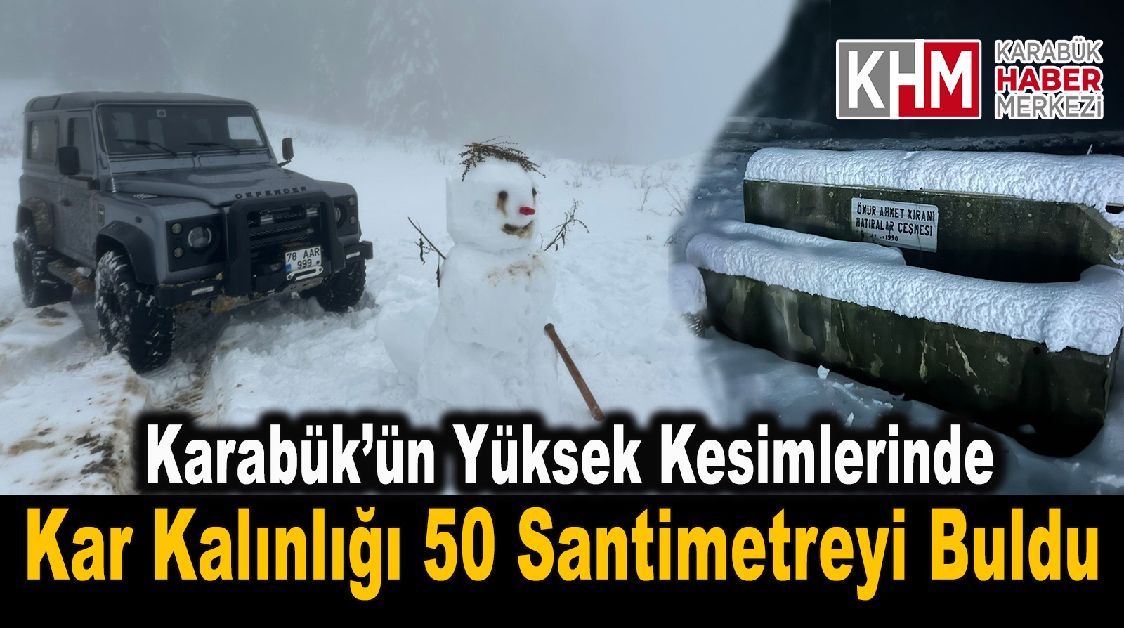 Karabük’ün Yüksek Kesimlerinde Kar kalınlığı 50 Santimetreyi Buldu