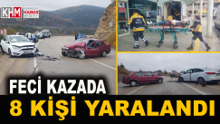 İki otomobilin çarpıştığı kazada 8 kişi yaralandı