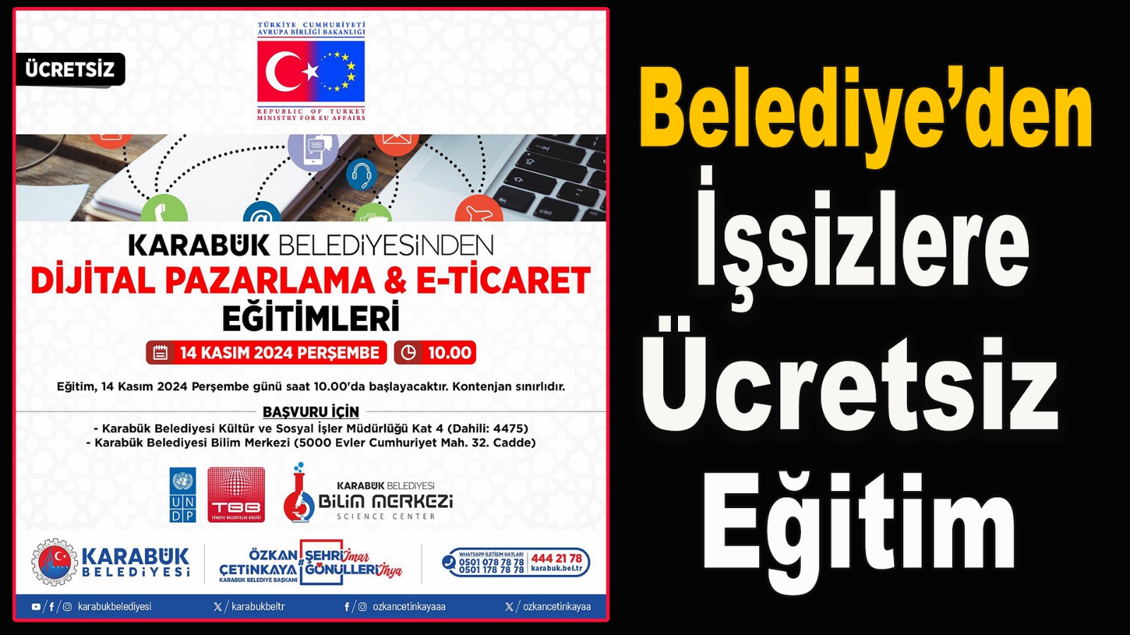 Karabük Belediyesi’nden Ücretsiz Dijital Pazarlama ve E-Ticaret Eğitimleri!