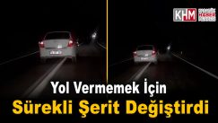 Yol vermemek için sürekli şerit değiştiren otomobil kamerada