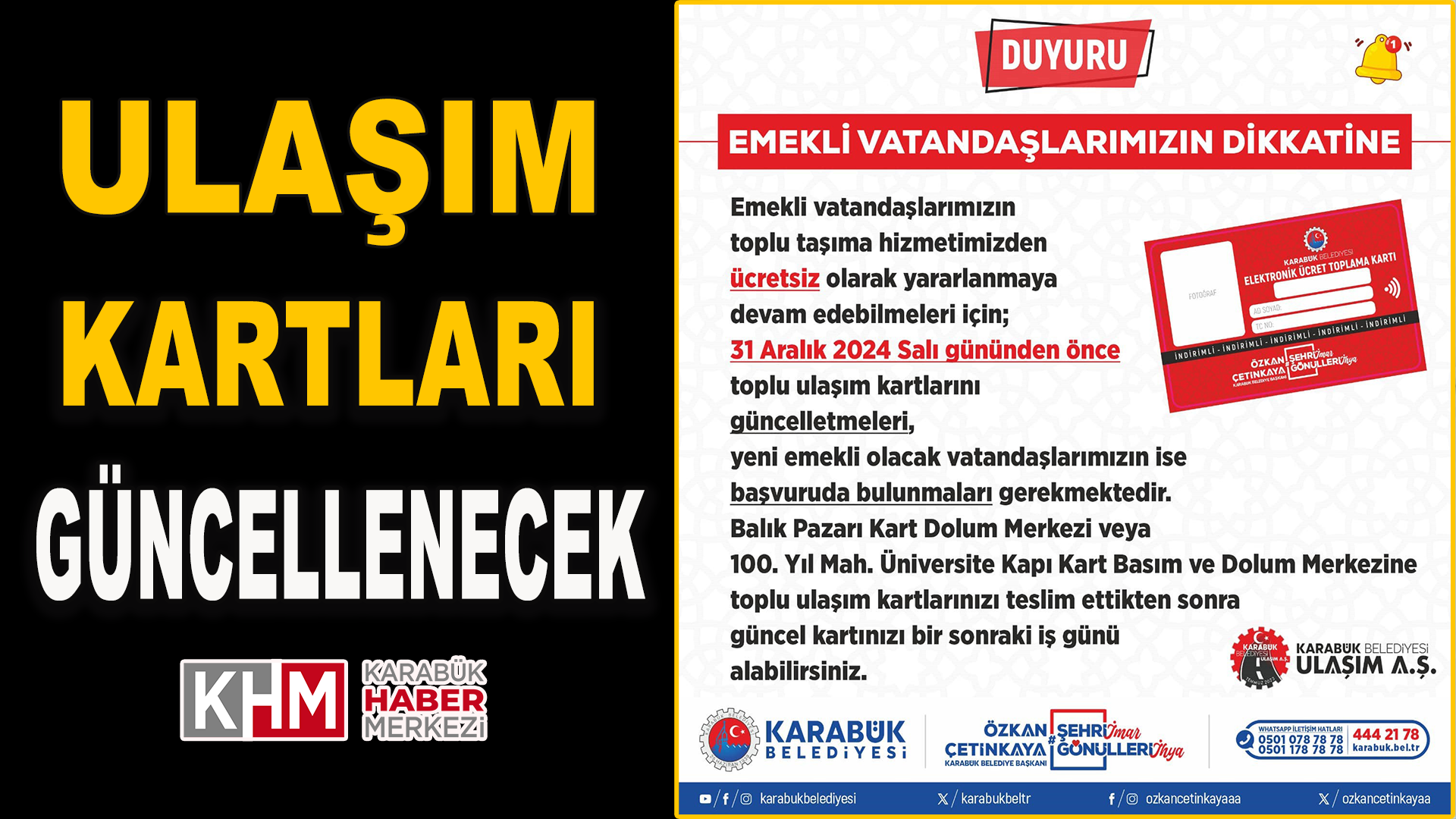 Ulaşım Kartları Güncellenecek