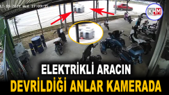 Elektrikli aracın devrildiği anlar kamerada