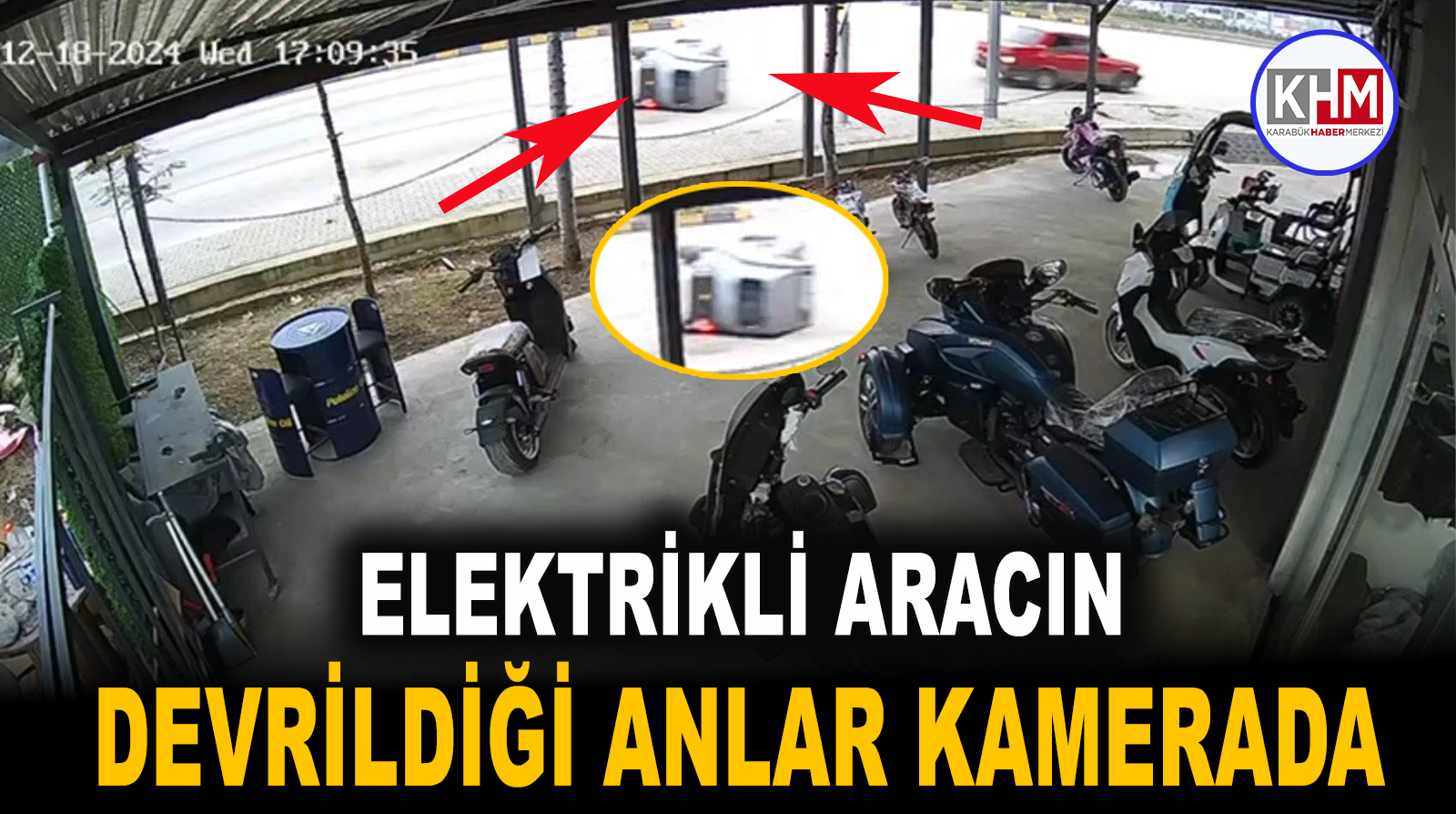 Elektrikli aracın devrildiği anlar kamerada