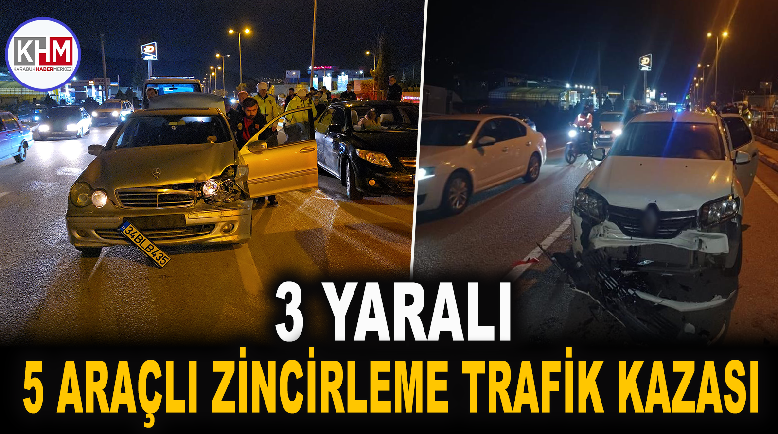 Karabük’te 5 araçlı zincirleme trafik kazası: 3 yaralı