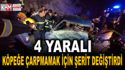 Köpeğe Çarpmamak İçin Şerit Değiştirince 2 Otomobil Kafa Kafaya Çarpıştı: 4 Yaralı!