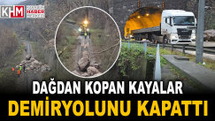 Dağdan kopan kayalar demiryolunu kapattı, faciadan dönüldü