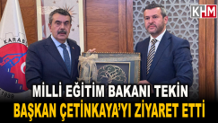 Milli Eğitim Bakanı Yusuf Tekin, Belediye Başkanı Özkan Çetinkaya’yı Makamında Ziyaret Etti