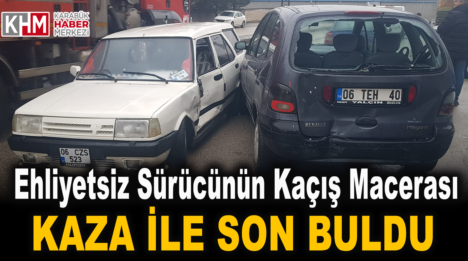 Ehliyetsiz sürücünün kaçış macerası kaza ile son buldu