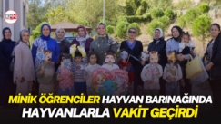 Minik öğrenciler hayvan barınağında hayvanlarla vakit geçirdi