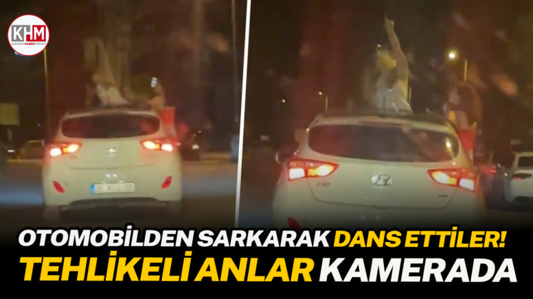 Karabük’te otomobilden sarkarak dans eden kadınların tehlikeli yolculuğu kamerada