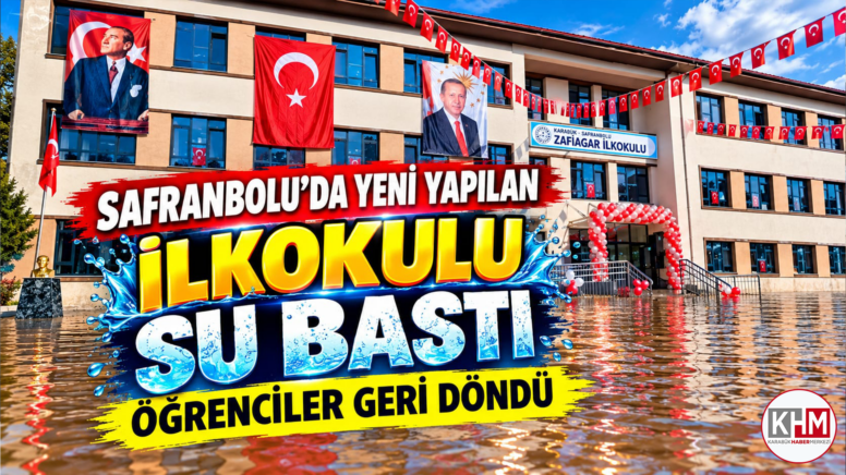SAFRANBOLU’DA YENİ YAPILAN İLKOKULU SU BASTI. ÖĞRENCİLER GERİ DÖNDÜ